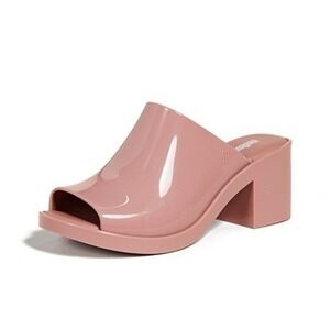 Melissa Candy Pink Jelly Mules Block Heel Open Toe Sandals Size 6 Made in Brazil